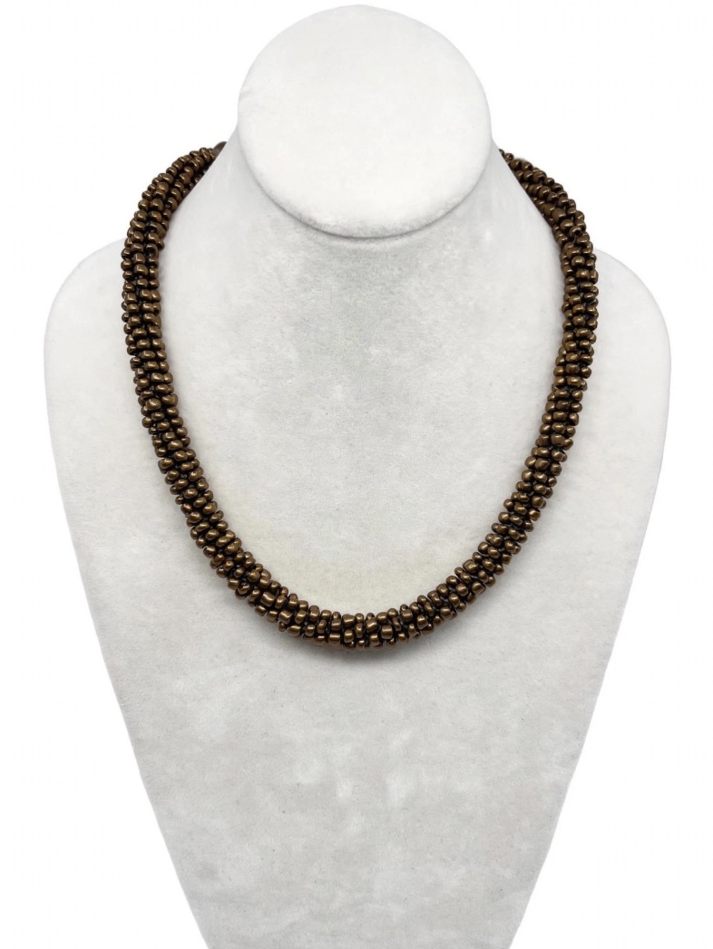 Bronze Metallic Beaded Rope Necklace